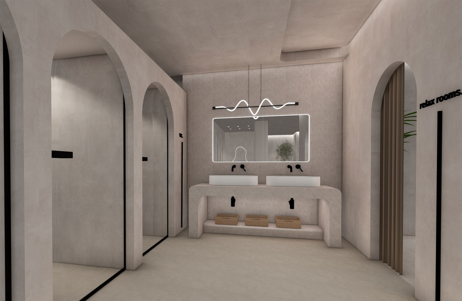 Zorbas Lifestyle Hotel Spa bathroom washbasins and big mirror