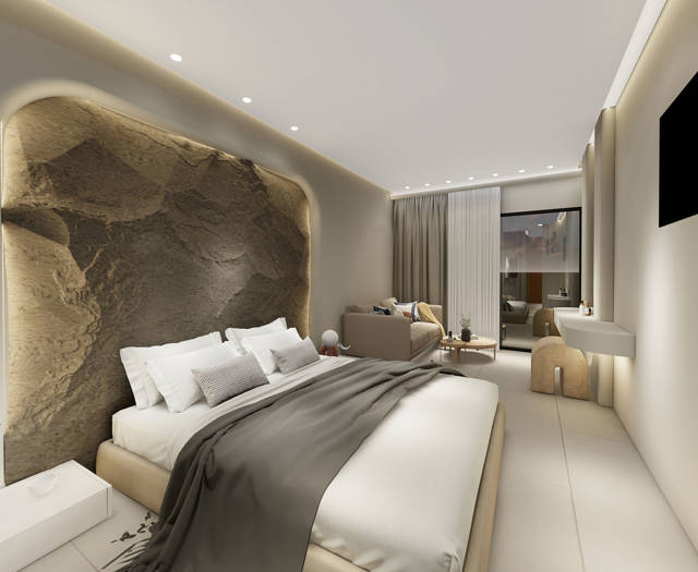 Zorbas Lifestyle Hotel Superior Double Room double bed, decoration and amenities